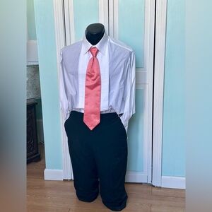 Coral Salmon Orange Pink Satin Tie Wedding Prom Tuxedo Pre Tied clip
